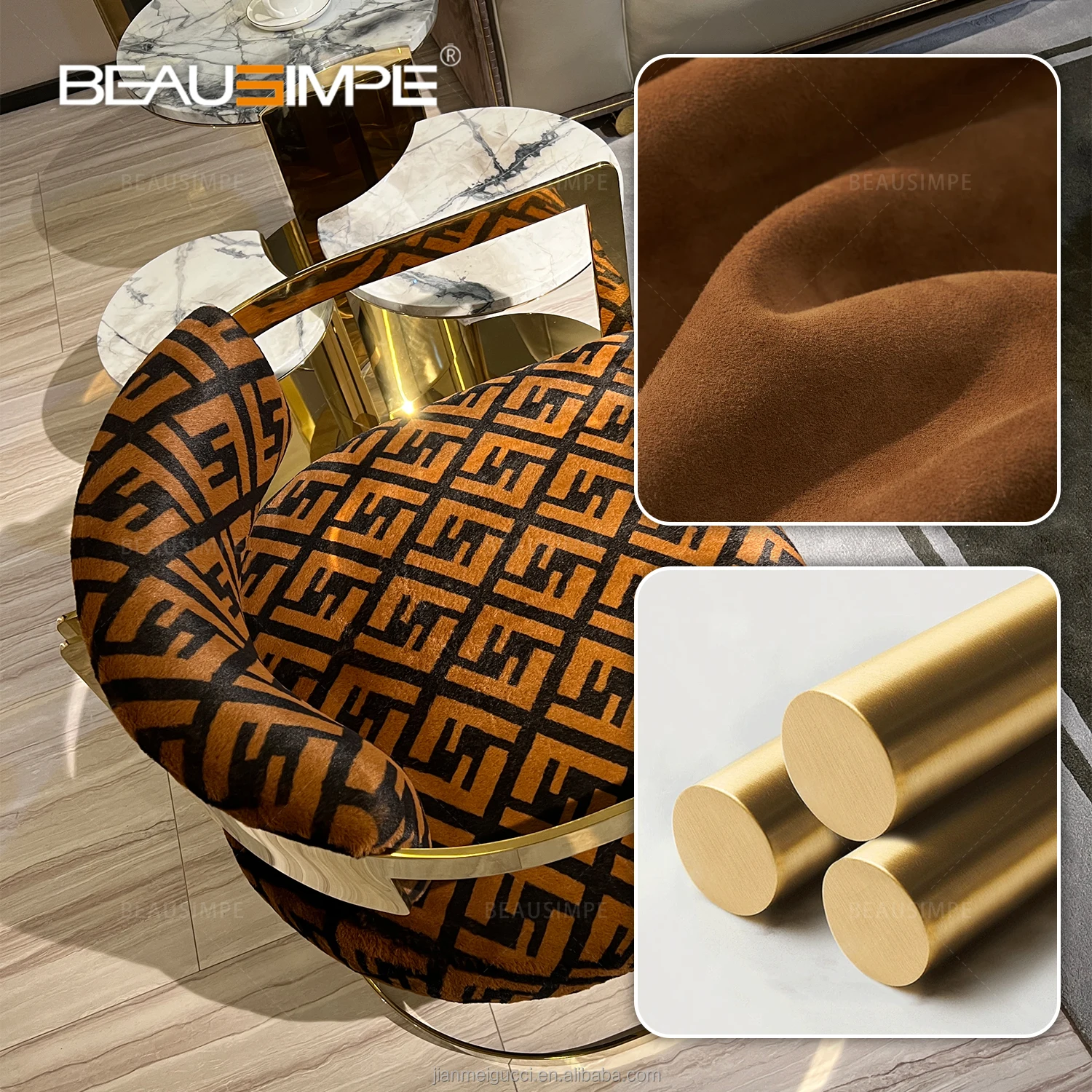 Italian modern style new high quality fabric stainless steel armchair bedroom living room home furniture lazy leisure chair