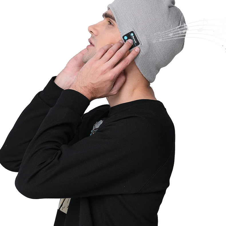 
2021 Wholesale Custom Embroidered Beanie Bluetooth Headphones Music Knitted Plain Women Winter Hats For Adults Manufacturer 