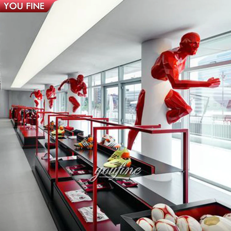 High Quality Art Metal Figure Statue Stainless Steel Sculpture Man Running On Wall