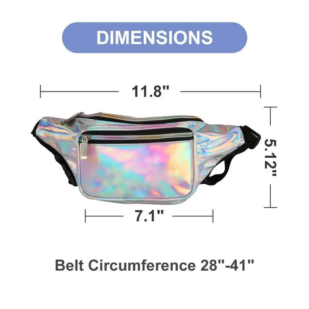 
Amazon hot sale shiny holographic Fanny pack custom logo pouch Waist bag for party 