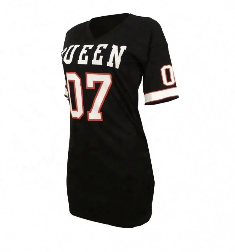 
Top ranking product baseball jersey dress letter printed v-neck mini dresses women 