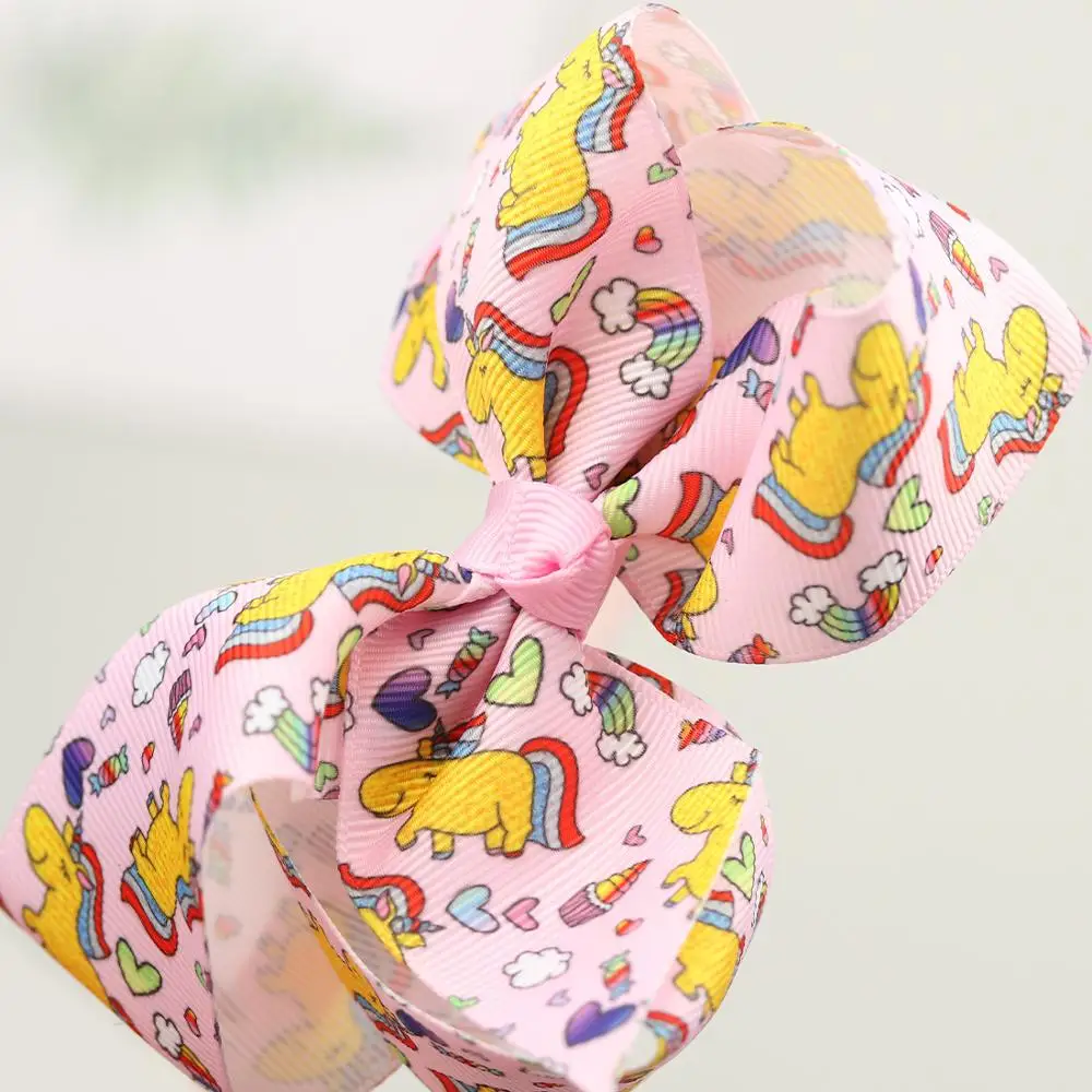 Детские «Unicorn Hair бантом мода мультфильм повязка на голову эксклюзивная радужной расцветки с принтом ручной работы лента повязки детская одежда для девочек; Аксессуары