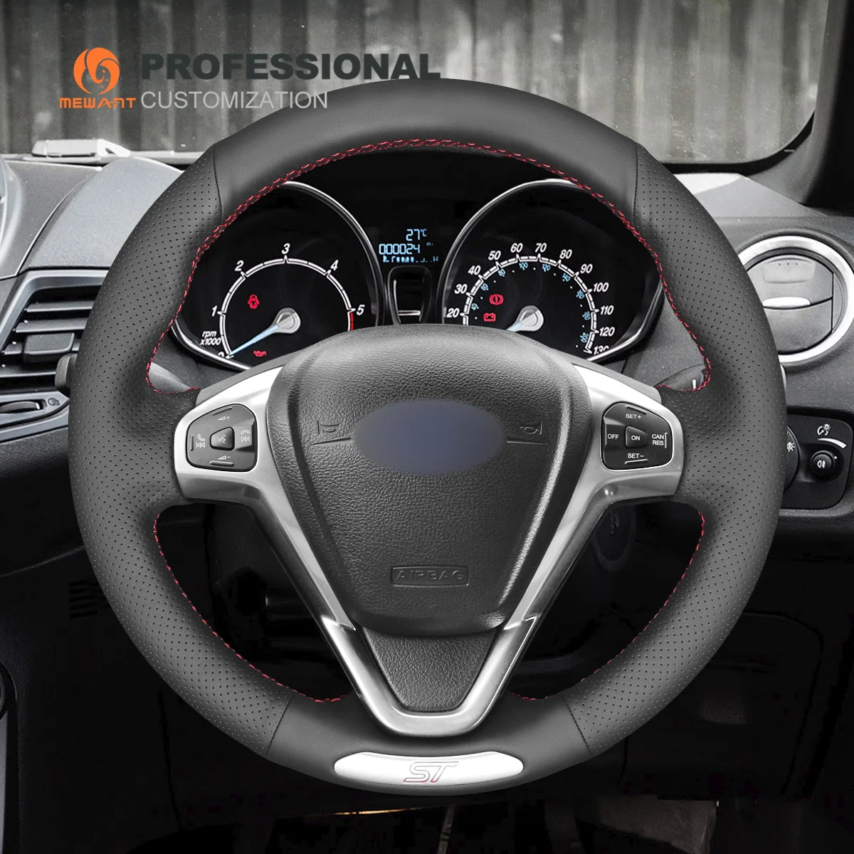 DIY Car Custom Steering Wheel Cover For Ford Focus/Fiesta/ Puma ST ST-LINE/Escape/Transit/F-150/Mustang/Taurus/Edge/Mondeo/C-Max
