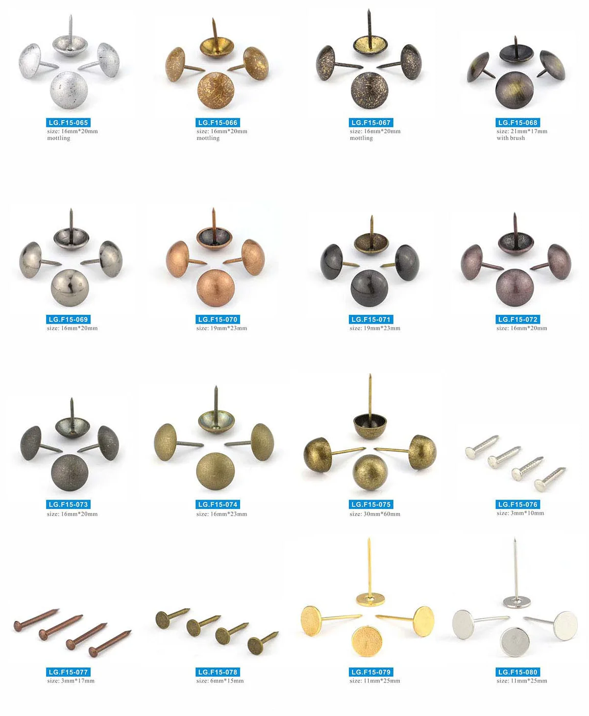 High Quality 16x20mm Furniture Chair nail Upholstery Brass Sofa Nails Tacks Nail Pins Furniture ACCESSORY