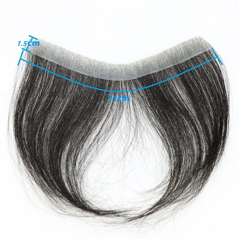 Thin Skin PU V Loop Male Wig Poly Base Human Remy Hair Prosthesis Frontal Hair Piece For Men Slim Patch Hairline