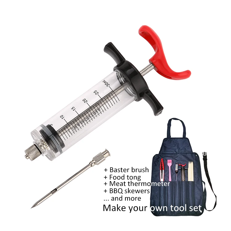 Marinade Flavor Seasoning Injector Plastic turkey syringe 50ml with Stainless Steel Needle