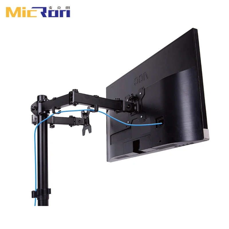 Dual Monitor Stand Mount Support TV 360 Degree Swivel Adjustable Double Bracket Monitor