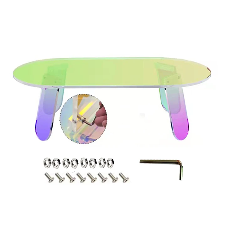 Acrylic Coffee Coffee Table Small Side Table Oval Coffee Table Rainbow Clear Glass Dining Room Furniture Home Furniture Modern