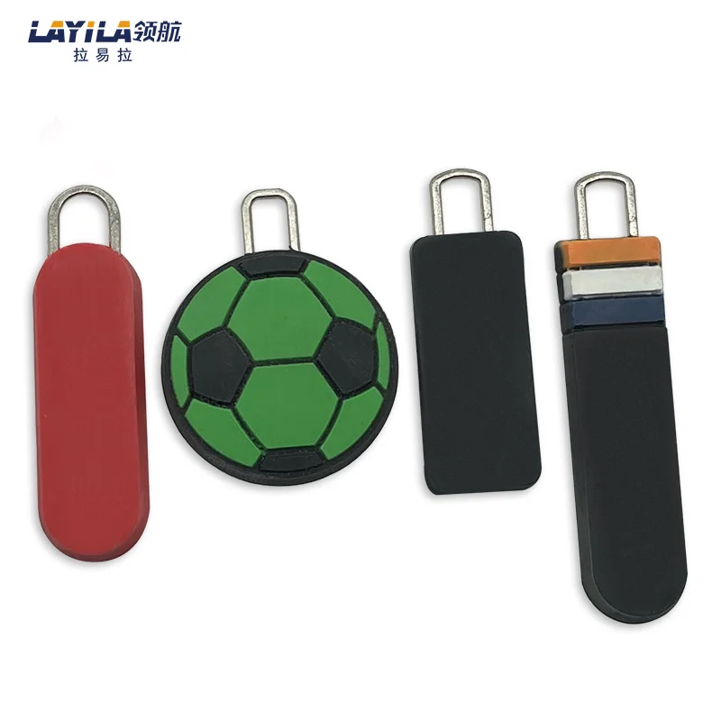 Customised soft pvc rubber zipper puller, silicon zip puller for bags