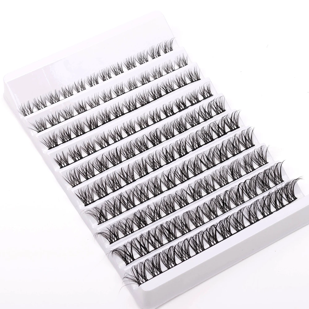 Yiernuo Wholesale Grafted Eyelashes Color Hot Melt Cluster Handmade Colorful Thick Cross False Eyelashes custom private label