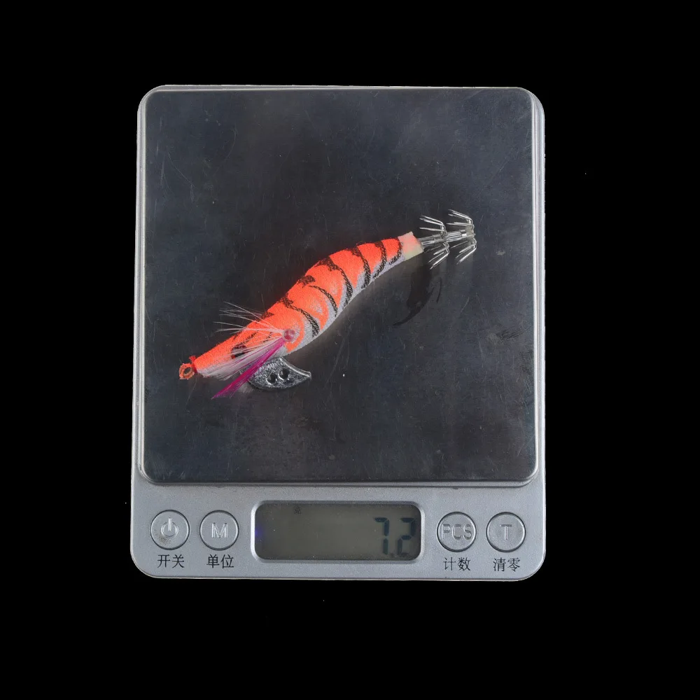 5PCS 80mm 7.2g Artificial Bait Squid Lure Plastic Hard shrimp lure Redhead Squid Jig  lure Vibrator