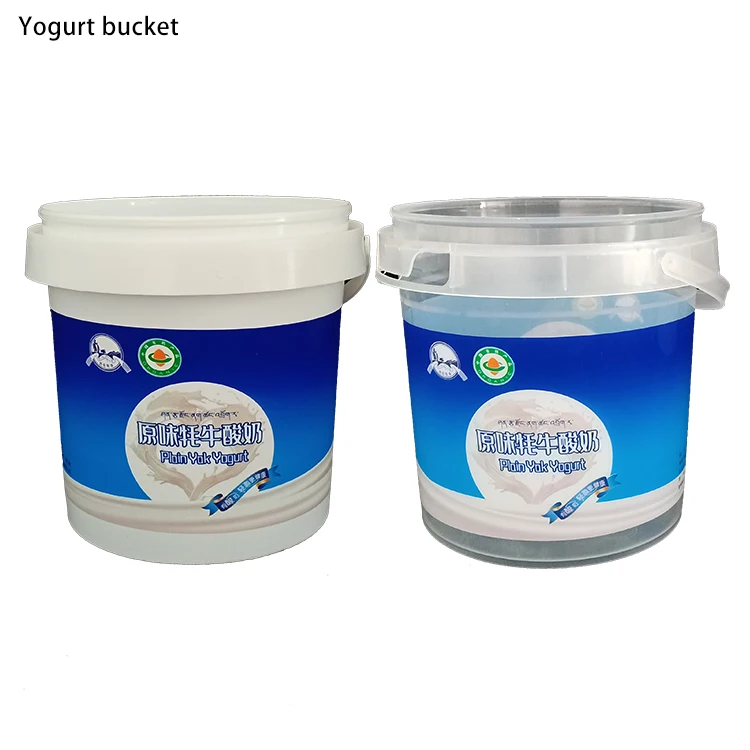 Factory Supply 1l 2l 3l 4l 5l Jam  Ice Cream Yogurt Bucket Food Grade Clear  Round Plastic Bucket With Handle And Lid
