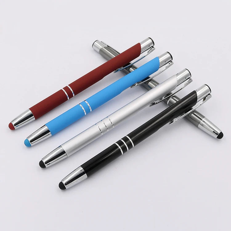 New 2 in 1 Touch Screen Ball Pen Aluminum Metal Ball Pens With Personalized Logo For Business Advertising Promotion Gifts