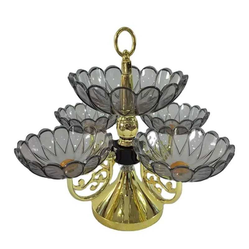 Wholesale Luxury Crystal Dry Fruit Bowl Tray Modern Decor 360 Rotating Dessert Candy Plate Clear Household Flower Fruit Tray