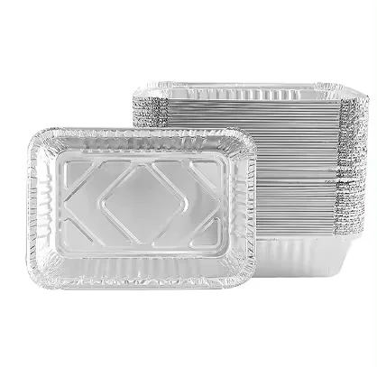 Wholesale Food-grade Rectangular Aluminum Foil PanTake-out Foil Trays Disposable Tray for Cake Bakery Fast Food Foil Container