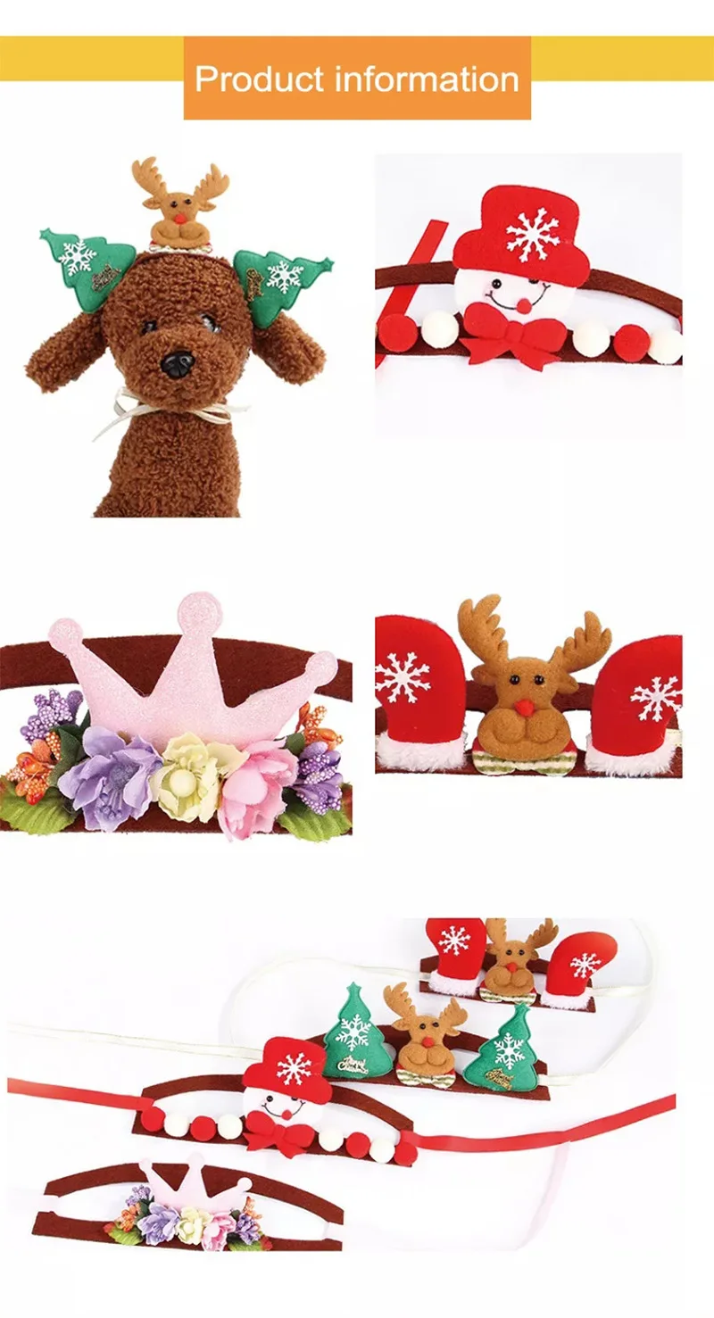 Pet Christmas Hair Ornaments Gifts Cute Headwear Santa Claus Dog Xmas Headdress Cat Christmas Headband