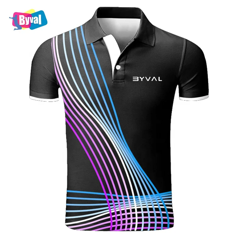 Byval 100 polyester polo shirt wholesale quick dry sports moisture wicking polo shirt men custom sublimation polo shirt