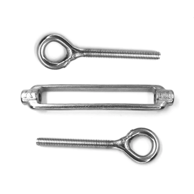 Two Ending Hook Wire Rope Tension 304 Stainless Steel Turnbuckle Hardware Hook & Hook Turnbuckles with Steel Wire Rope