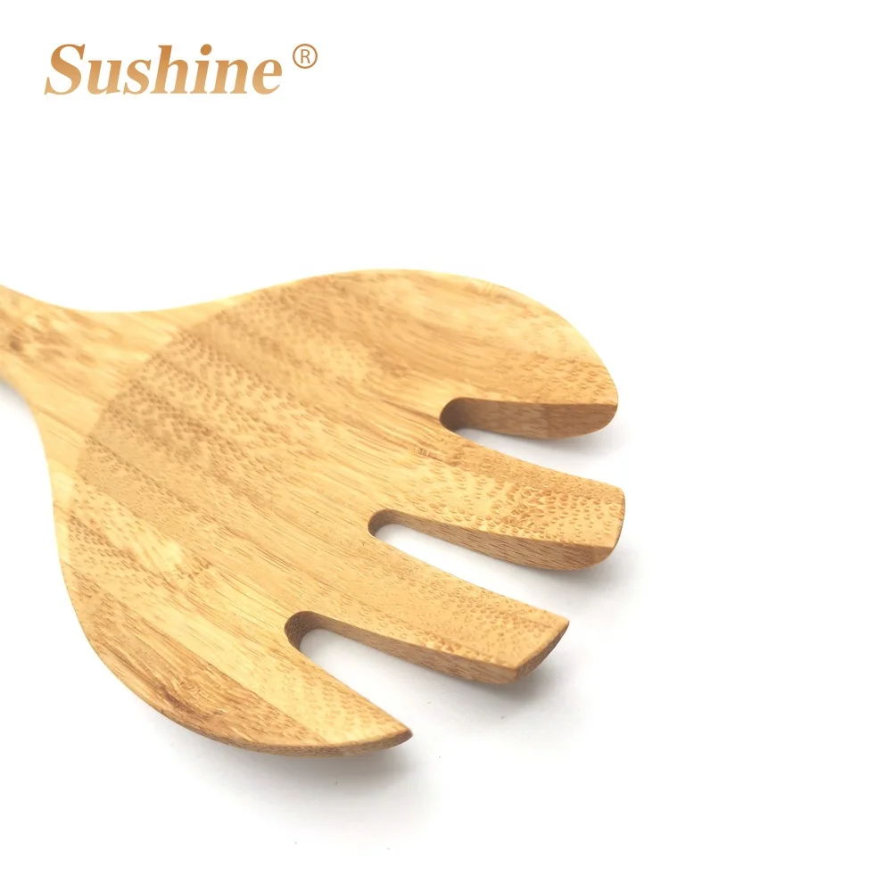 2 pieces bamboo salad spoon and fork set kitchen cooking utensils tools