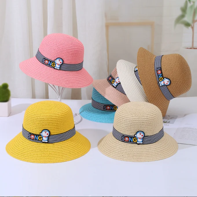 Летняя Солнцезащитная соломенная шляпа для детей милая пляжная путешествий