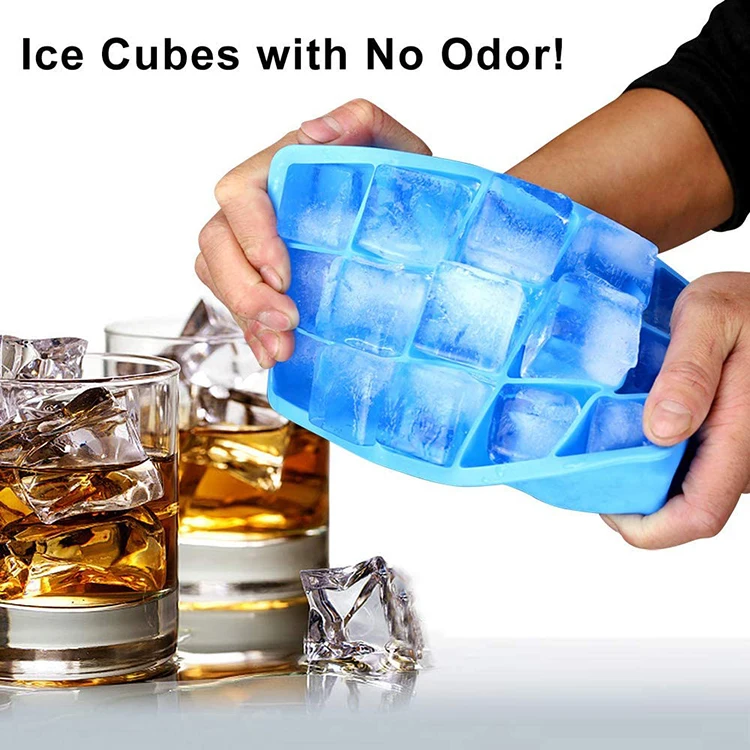 New 15 Holes Custom Silicone Ice Cube Tray With Lid Factory Price Food Grade Approved Silicone Ice Mold