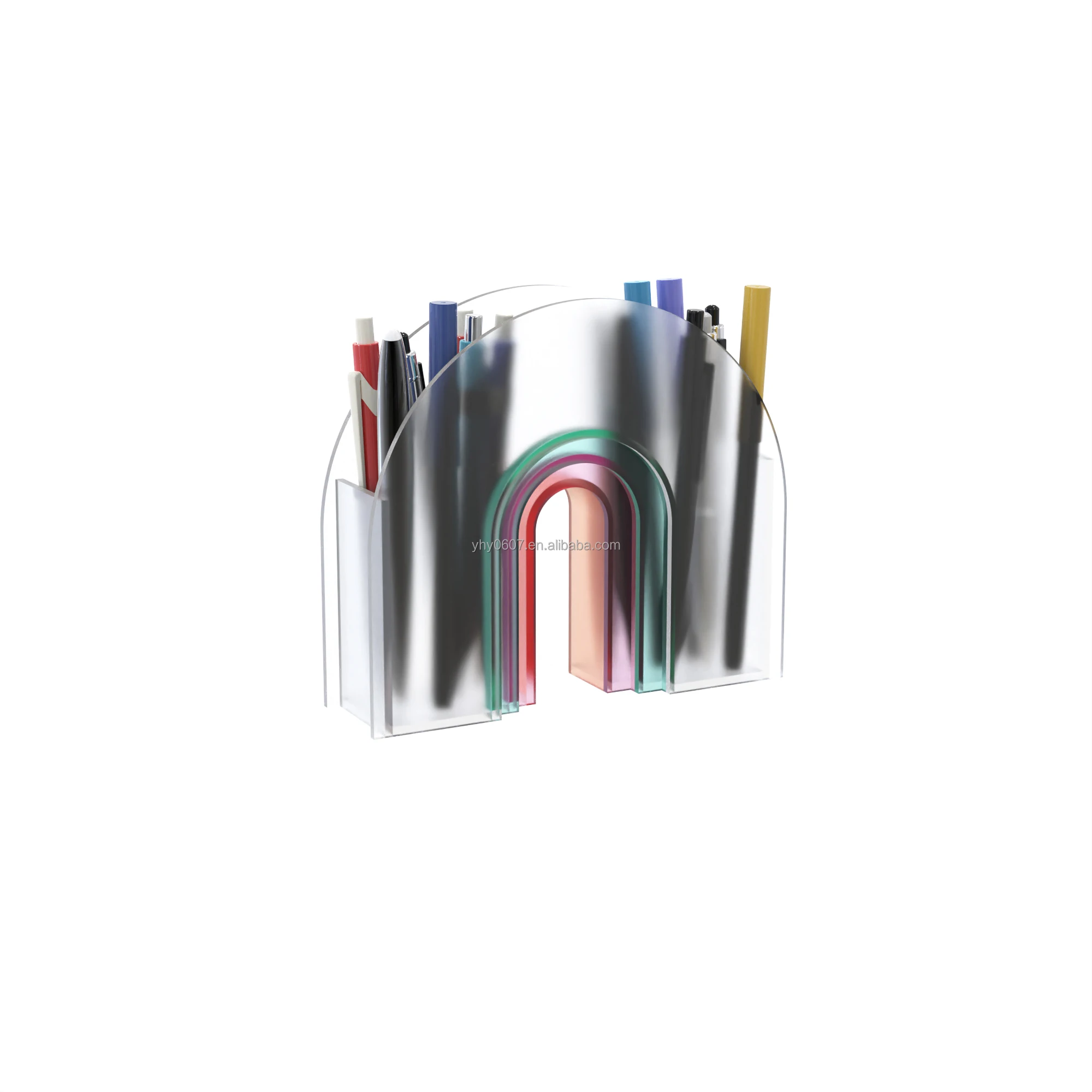 OEM/ODM Minimum order of 5 Acrylic Rainbow Personalized desk pen holder can be anywhere funny pen holder