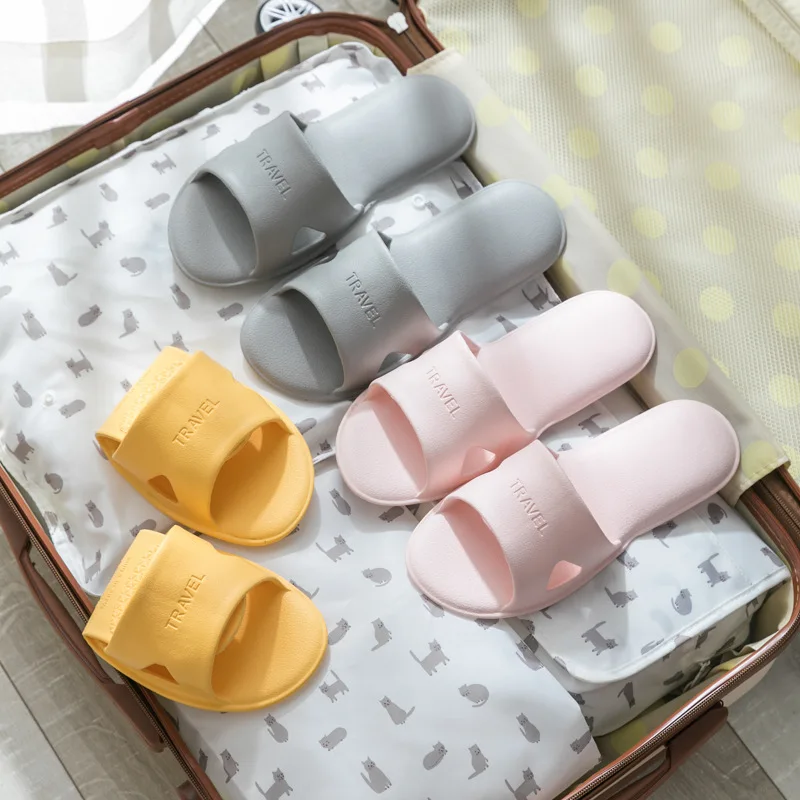 Sustainable Wearable Hotel Slippers EVA Men and Women Travel Style Folding Slides Slippers