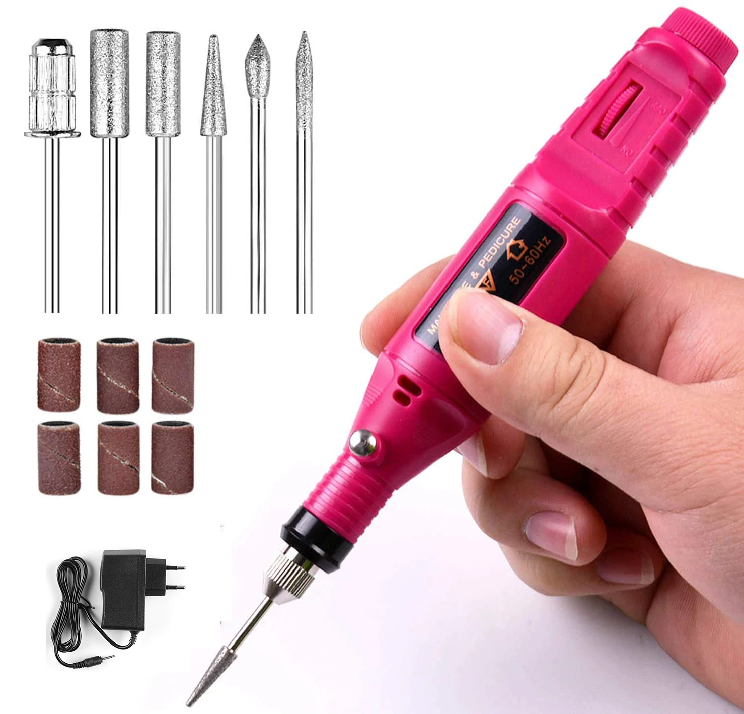 6Colors 20000 RPM Pen Shape Nails Manicure Pedicure Tool European Plug Electric Nail Filer Machine Set
