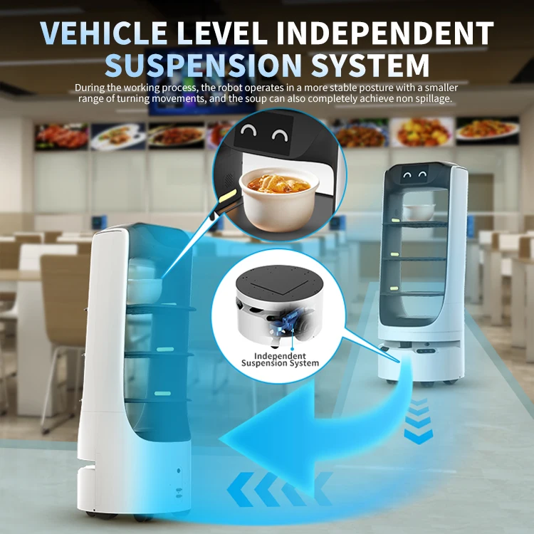 ELUEYES Safe And Stable Food Delivery Server Robot Self Driving Serve Food For Restaurant Hotel Hospital Cafe Office Building