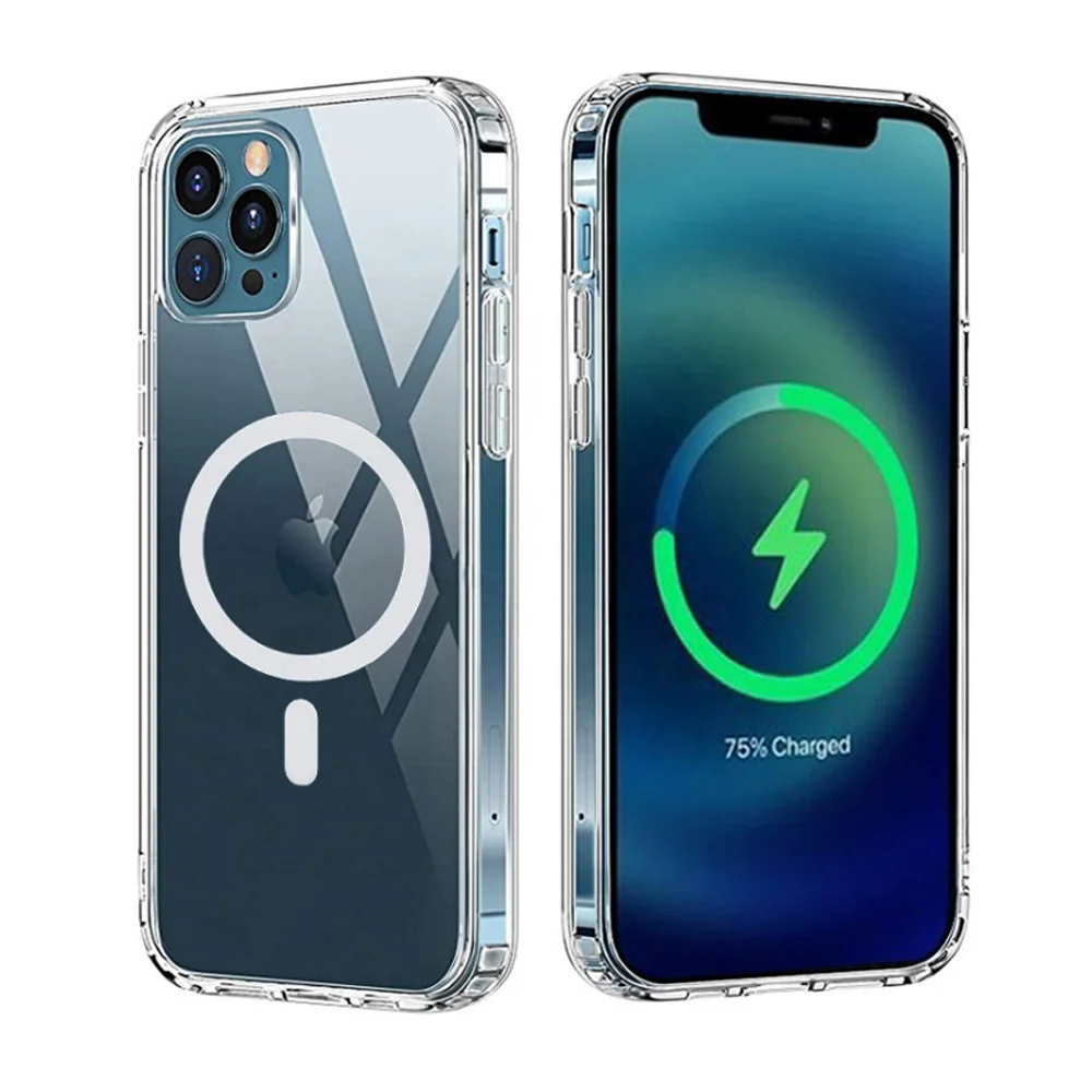 Anti-Yellow Shockproof Mobile Casing Slim Magnetic Wireless Charging Clear Phone Case with Magsafe for Iphone 14 13 12 Pro Max