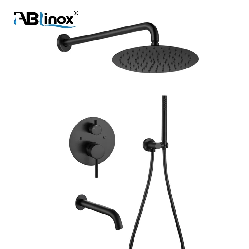 Thermostatic Rain Men Mixer Bathroom Concealed Curtain Stainless Steel Standing Space Rainfall Shower System Set