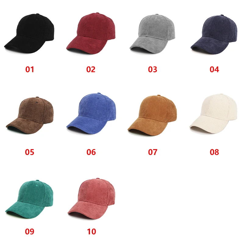 FF489 LOGO Custom Unisex Snapback Hats Adjustable Solid Multicolor Baseball Cap 6 Panel Corduroy Sports Caps