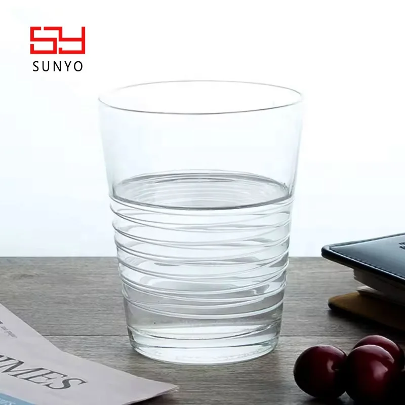 White Line Set Delicate Rim Clear Drinking Water Glass Highball Hand-made Bottle Glass Water For Home Life
