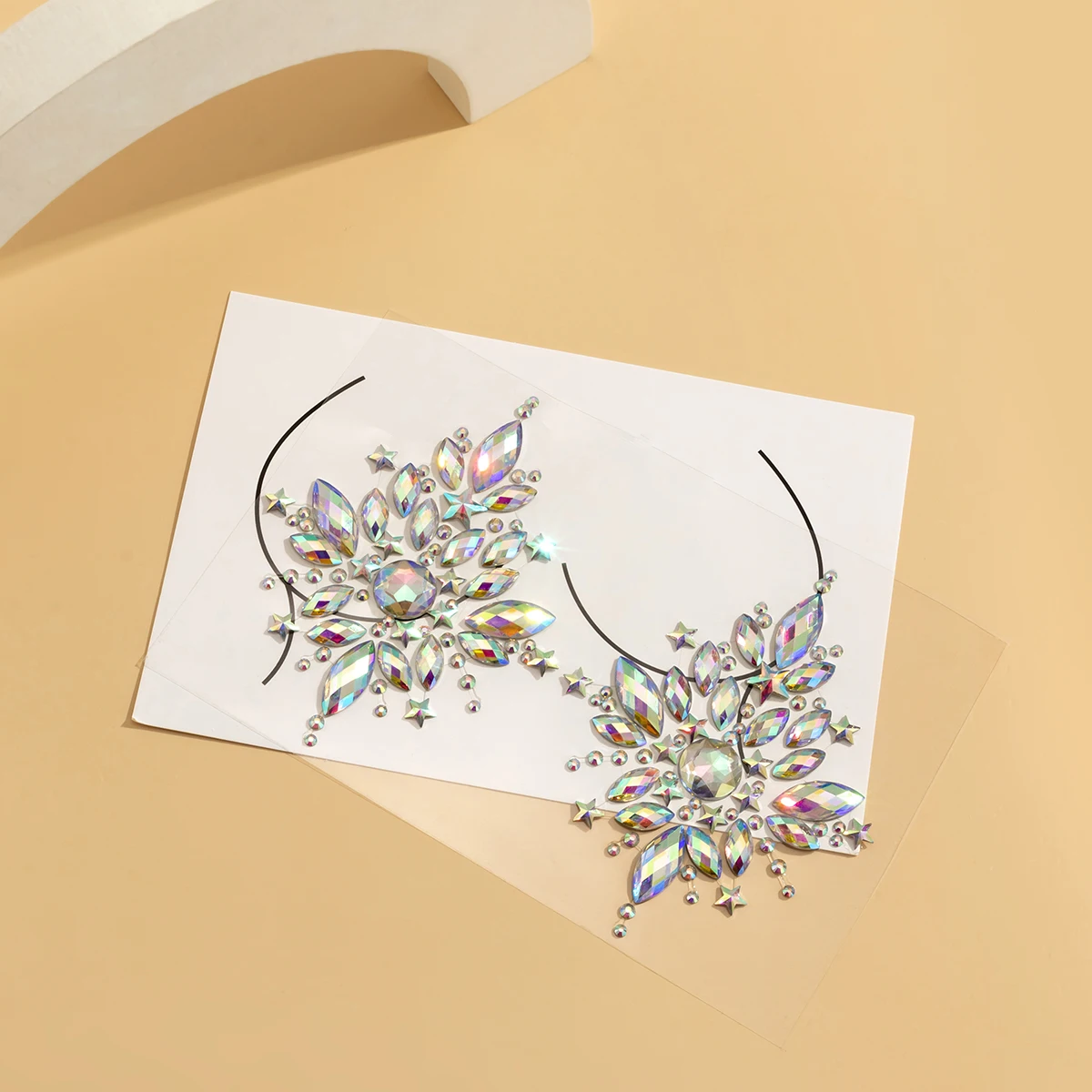 Halloween Sequins Rhinestone Crystal Diamond Face Tattoo Temporary Jewelry Art Sticker Happy Double Side Gem Sticker