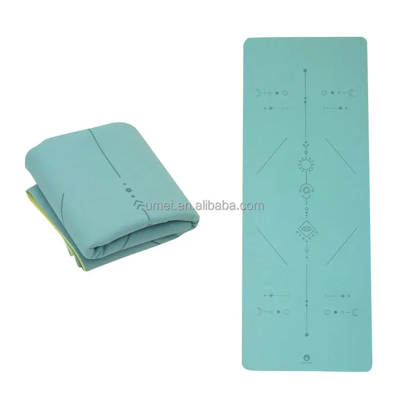 Factory Price Eco Friendly Portable Non-slip PU Yoga Mat With Alignment lines