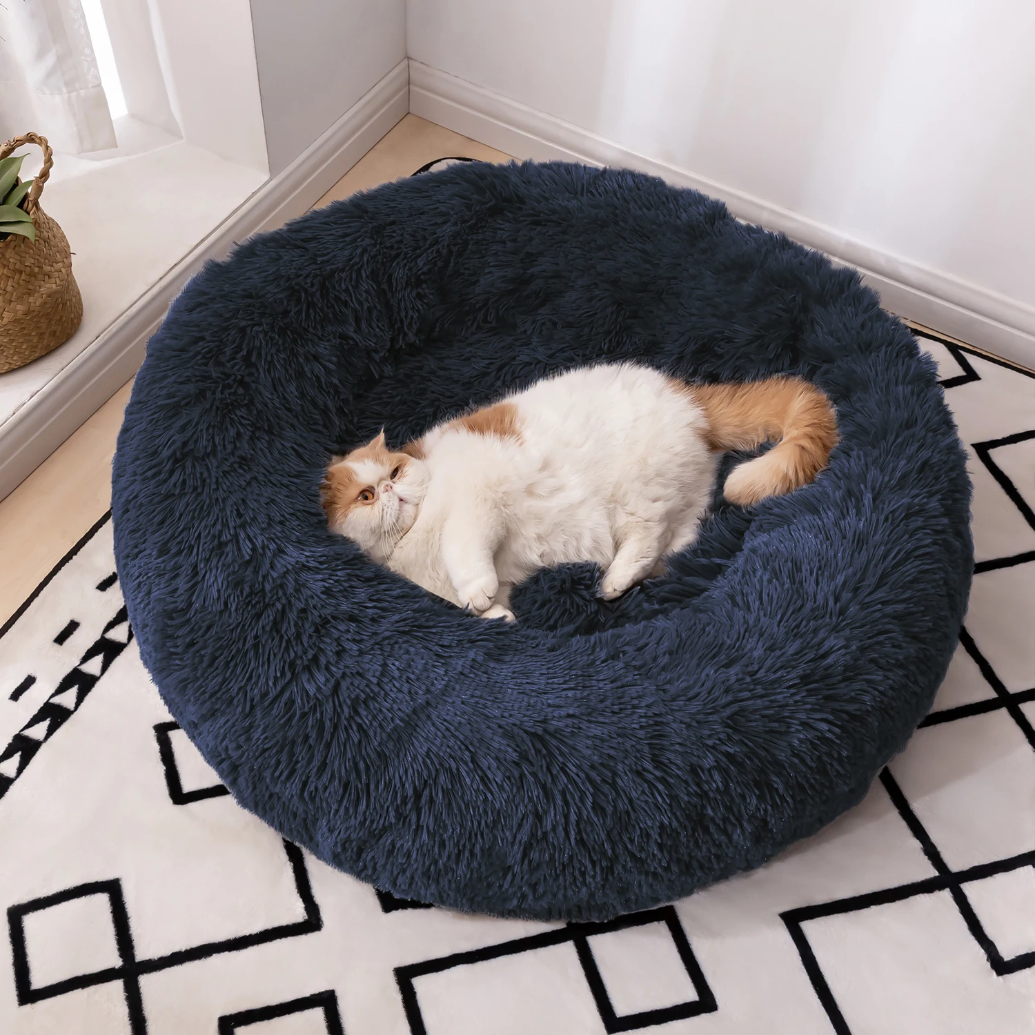 Guavatech Popular Faux Fur Fluffy Dog Bed Amazon Supplier Round