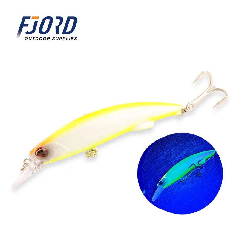 FJORD High Quality 90mm 50g Heavy sinking minnow lure Saltwater Lures with UV Light Fishing Minnow