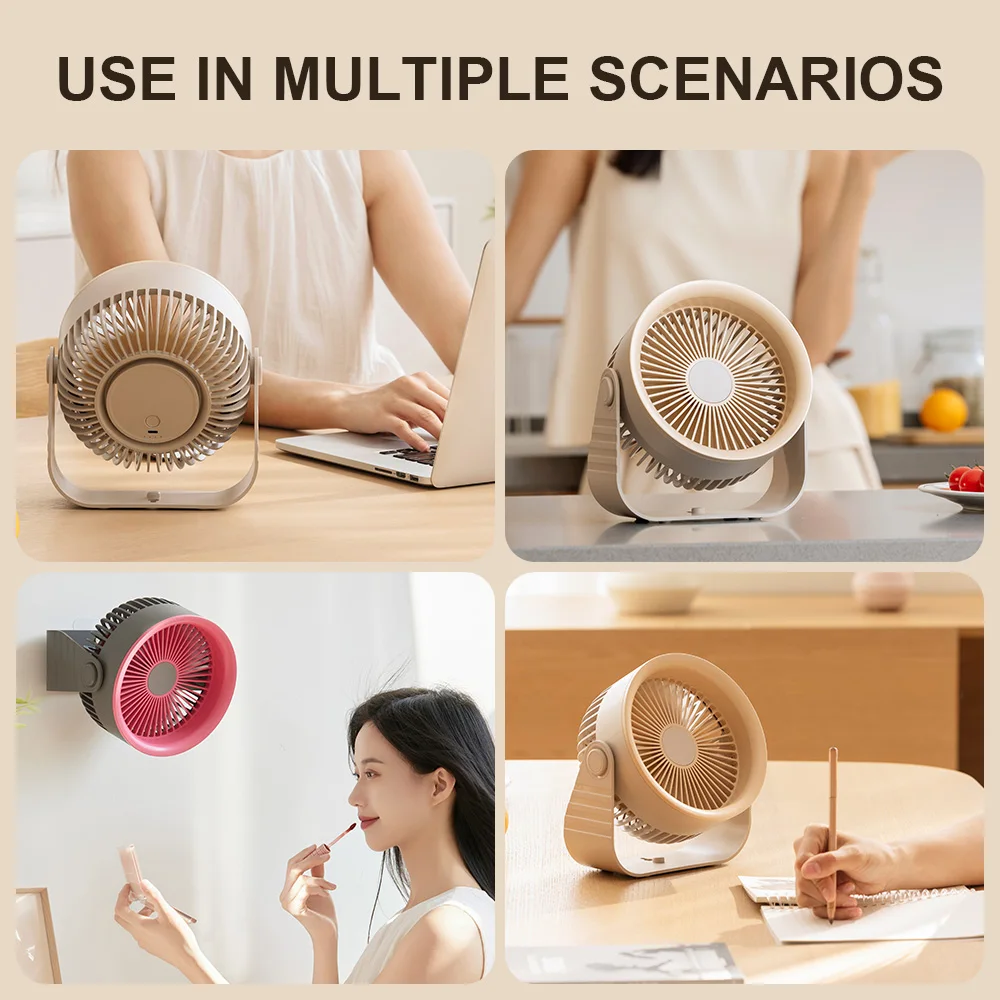 Newest Top Sales 3600mAh Long Battery Life Mini Table Fan Cooler Usb Rechargeable Portable Small Desktop Fan Slim  Desk Fans