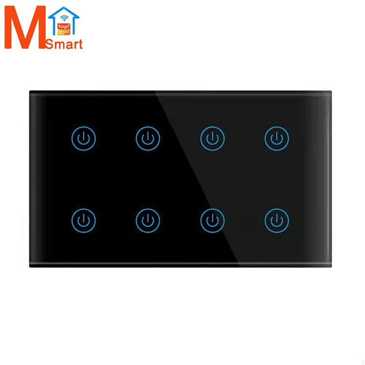 2022 Lyailot New Smart UK 8Gang touch remote control switch 8Gang Tuya WIFI remote switch