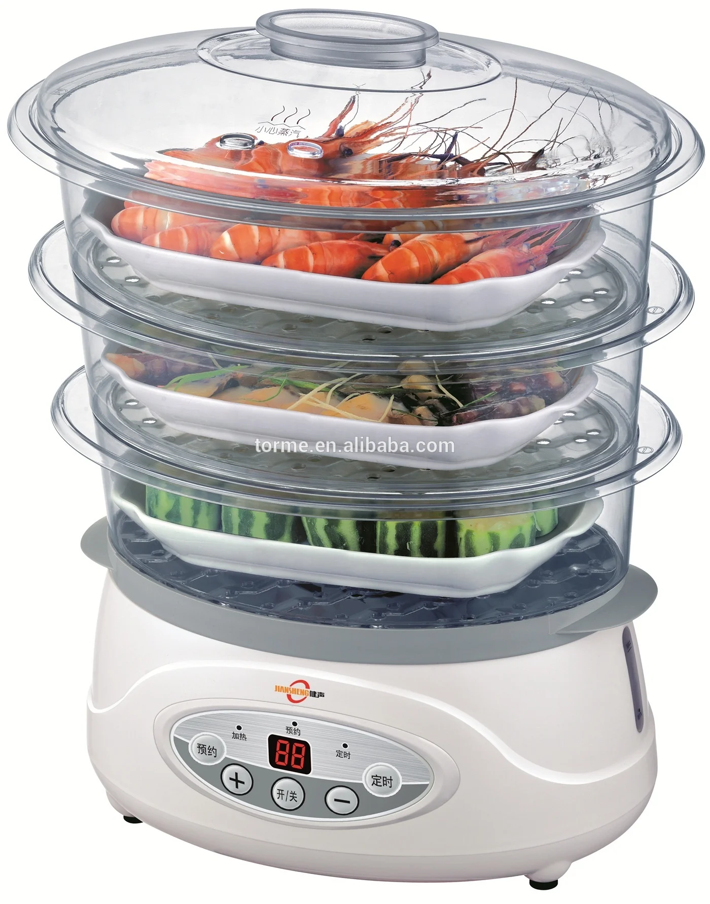 Цифровой таймер функция управления и 3 яруса пластиковые электронные часы-пароварка