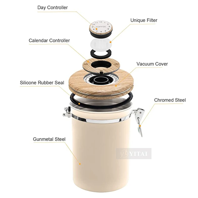 Custom Kitchen Storage Can Set Of Jar Coffee Tea Sugar Stainless Steel Metal Canister Sets With Wooden Lid
