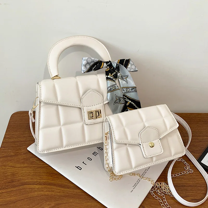 2022 New Wholesale Bow Scarf Single Shoulder Messenger Thread Handbags Woman Bags Luxury 2 in 1