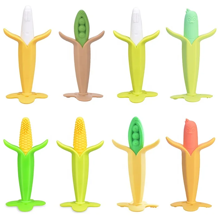 Safe Silicone Baby Molars Teether Banana Corn Baby Toothbrush and Teether