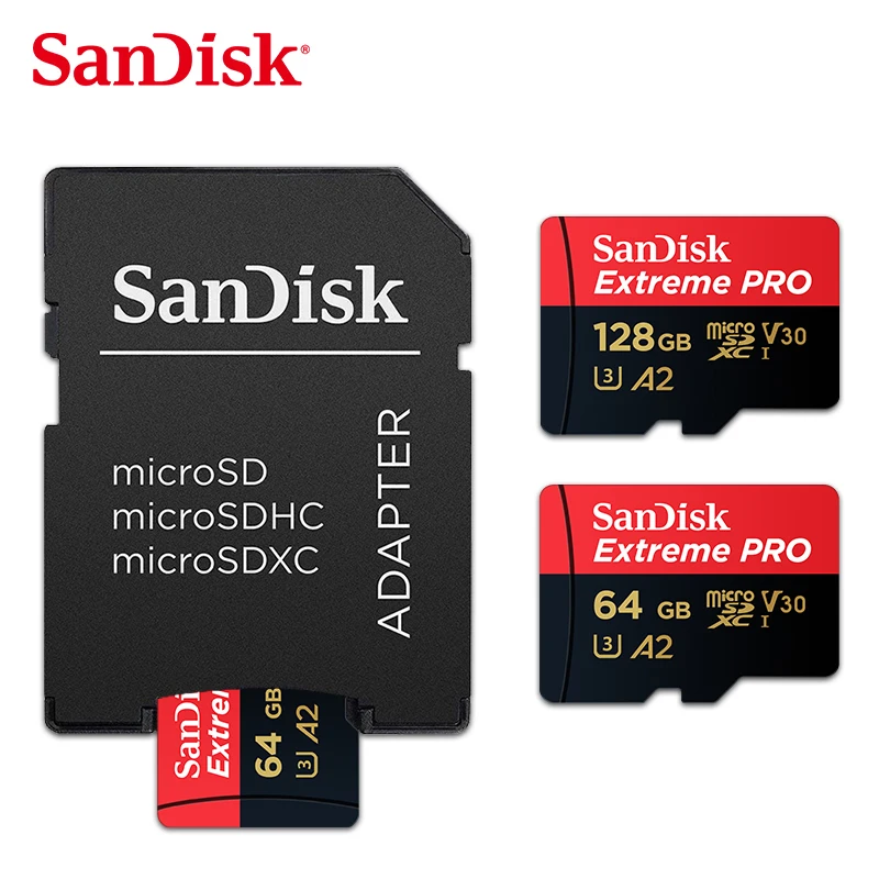  Оптом и продажи оригинальные двойной флеш-накопитель SanDisk A2 Extreme PRO micro sd карты 128 ГБ до 170 МБ/с. скорость чтения флэш-памяти TF/SD microsd для спортивной экшен-камеры 4K
