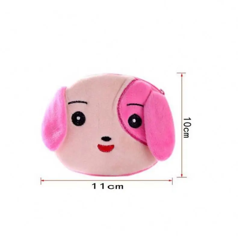 Cute Soft Plush Panda Dog Rabbit Monkey Cartoon Women Coin Purse Mini Oval Zipper Girl Wallet Usb Cable Headset Bag