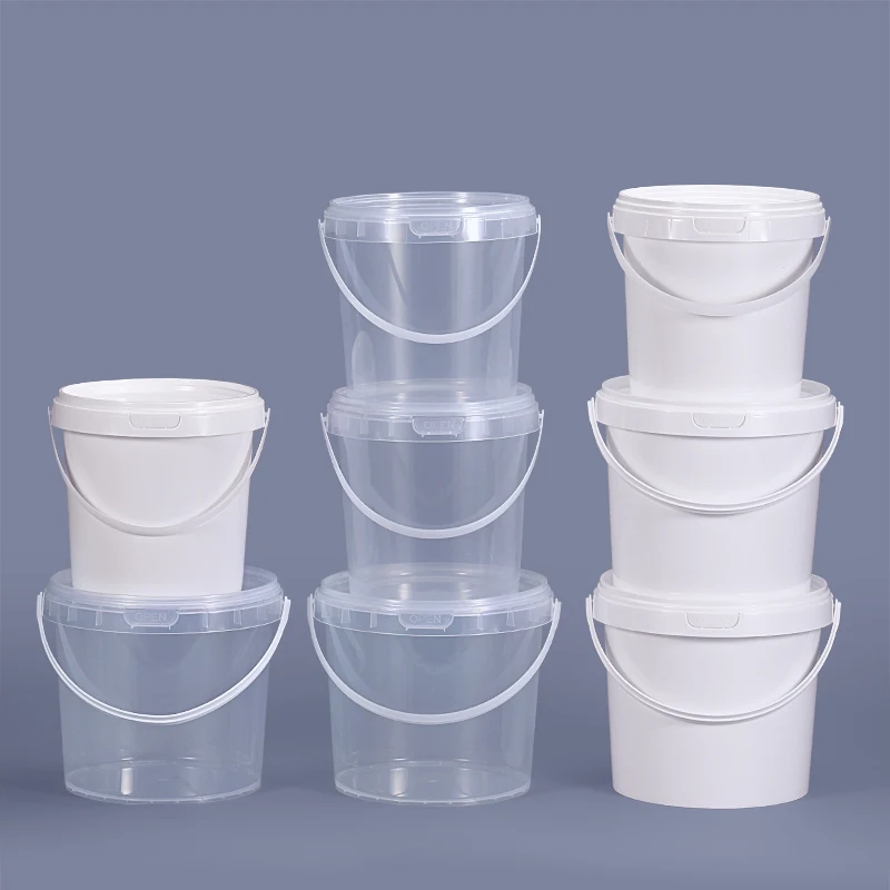 Factory direct sale IML Customized Label 500ml ~ 5L Premium Food-grade Plastic Buckets with Lid Handle