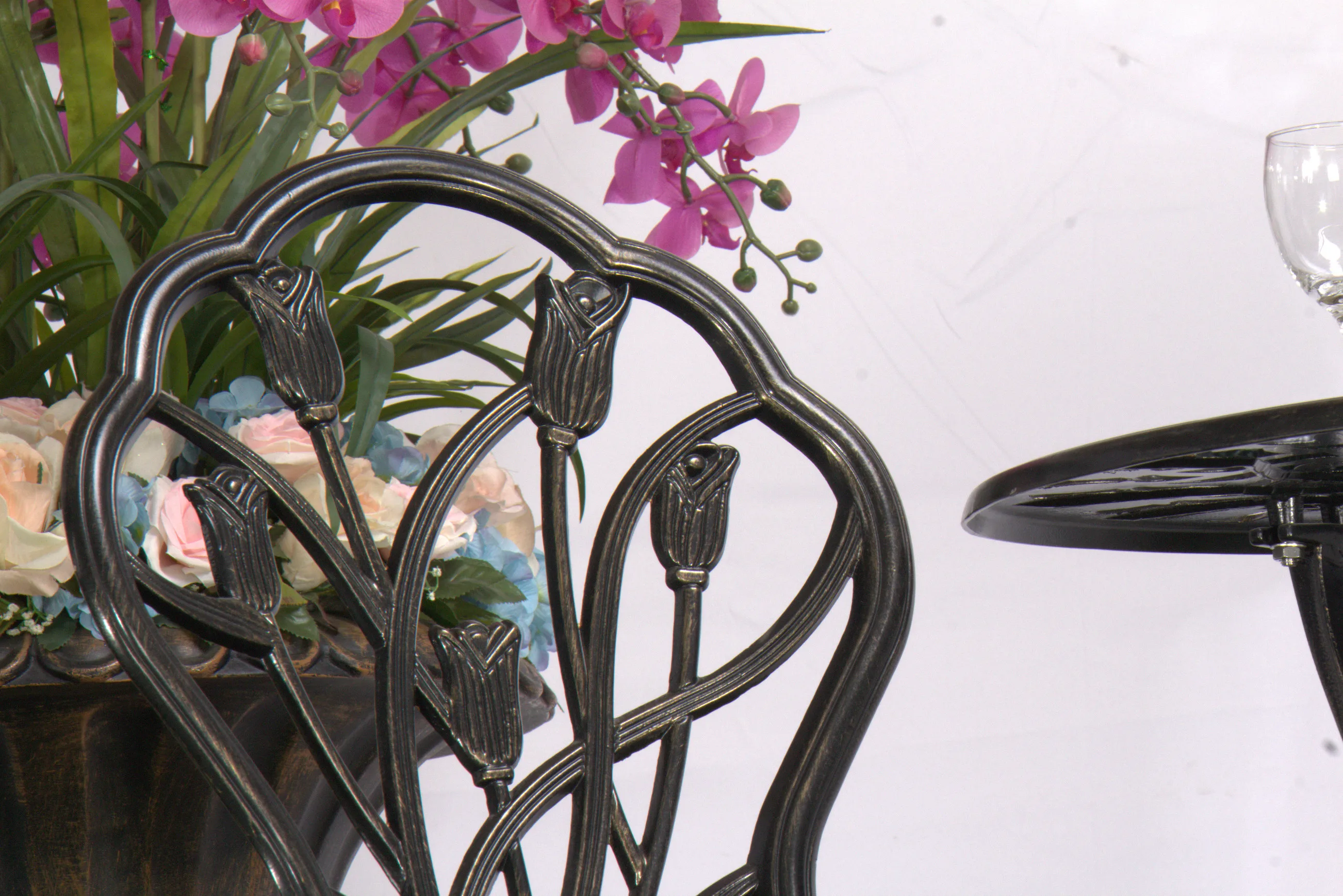 Best sale 3 pcs patio set outdoor cast aluminum garden furniture for 2 people use