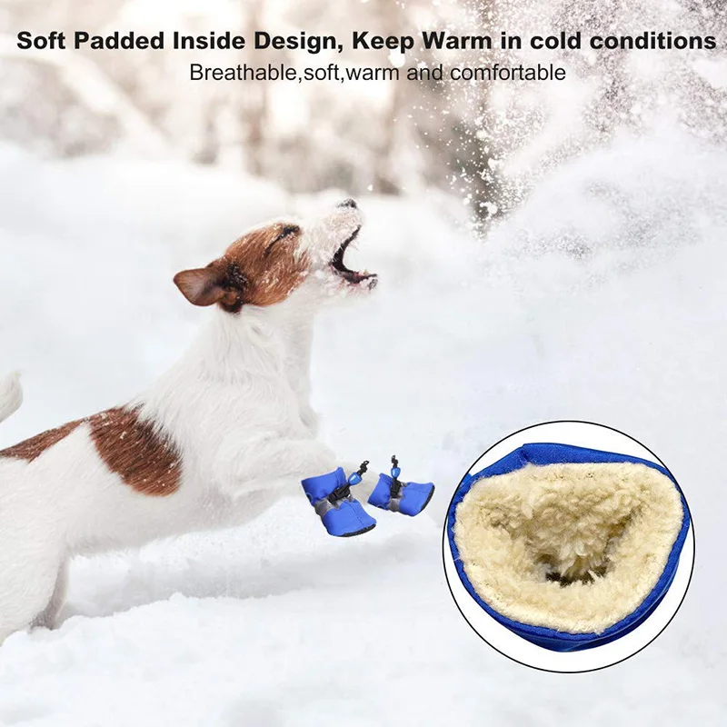 Winter Warm Waterproof Rubber Skid Proof Sneakers Pet Snow Boots Dog Shoes for Dogs Pet Apparel & Accessories Small Medium Dogs
