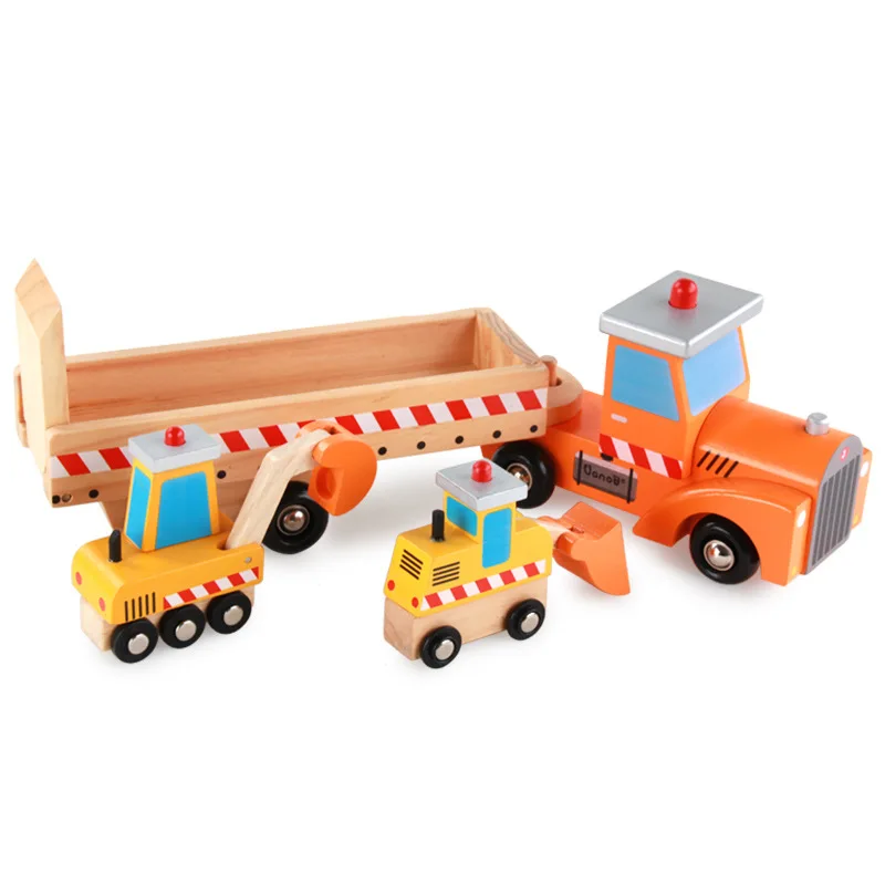 Educational Wooden Car Toys for 18 Months Boy Gifts Toddler Boys Truck Engineering Truck Toy