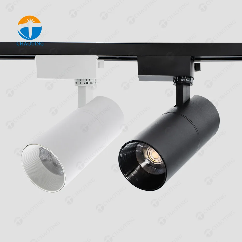 Commercial Adjustable Spot Light 2 3 4 Wires Recessed Surface Mounted Led Track Rail Lighting System Cob Spotlights Track Lights